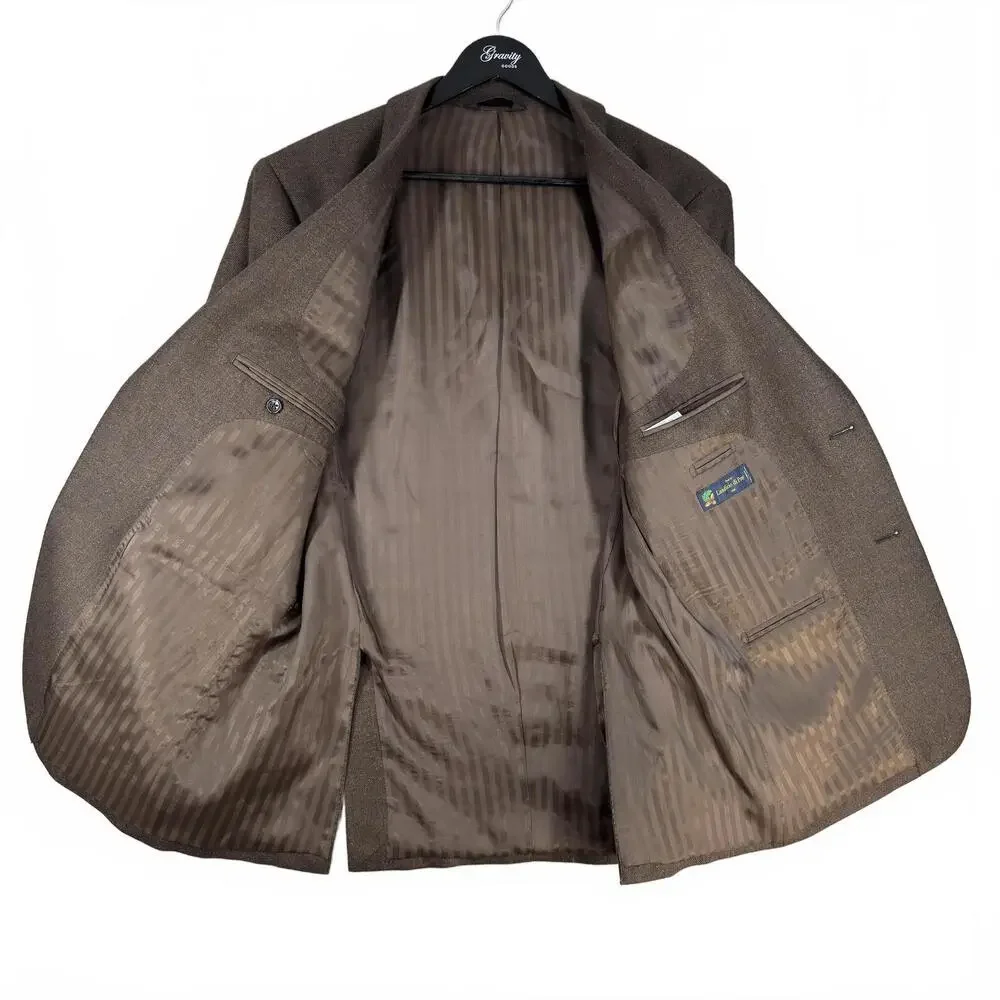 Men's Brown Wool Blend Blazer Sport Jacket Sz 44 Lanificio de Pray Made in Italy